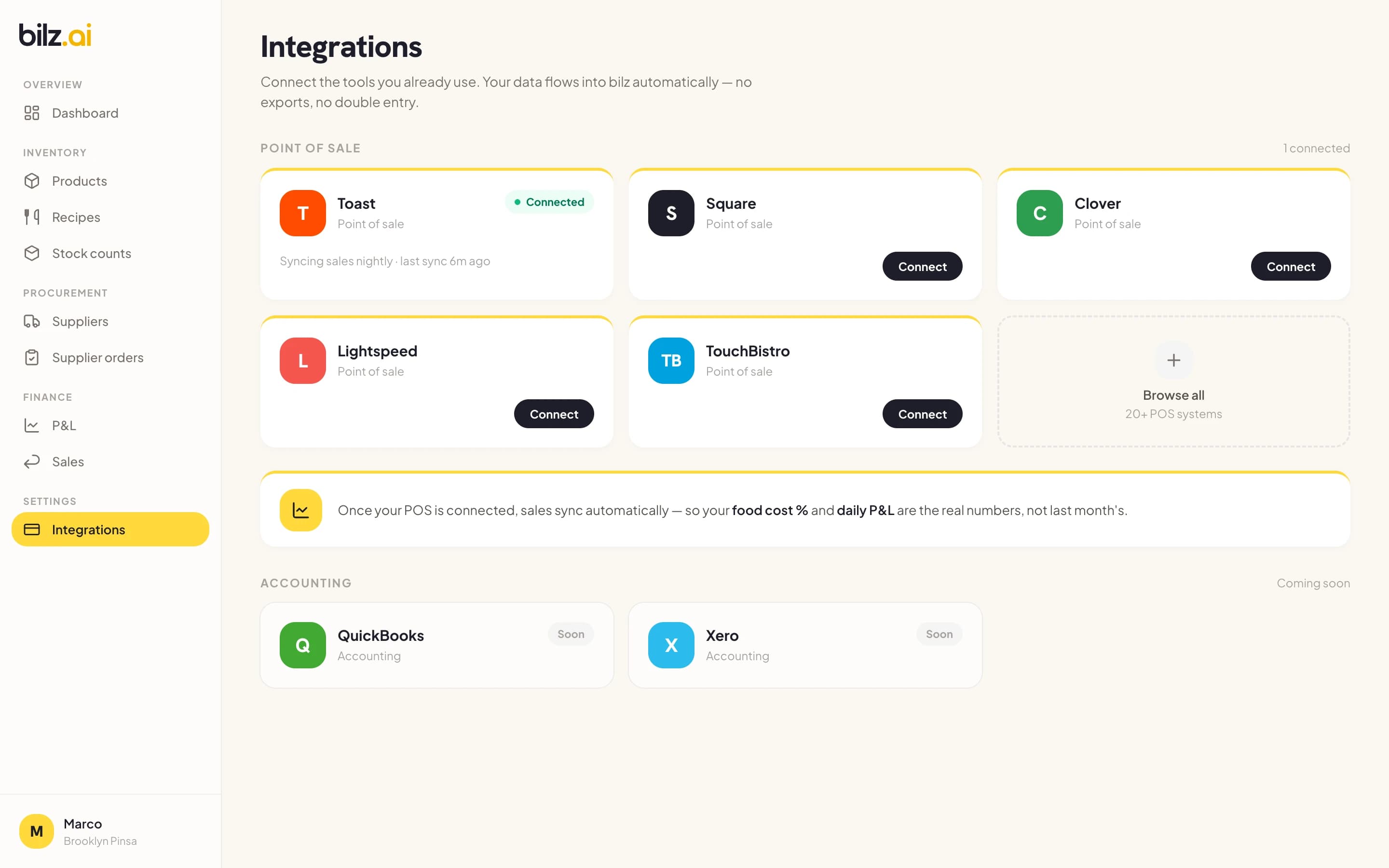 bilz — POS integration